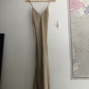 Wilfred "Only Slit Slip" Satin Midi Dess in Olive Beige